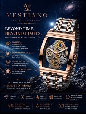 Vesti Rose Gold and Silver Skeleton Mechanical Watch